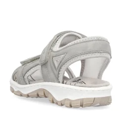 Women Rieker Comfort Sandal Velcro Strap - Grey