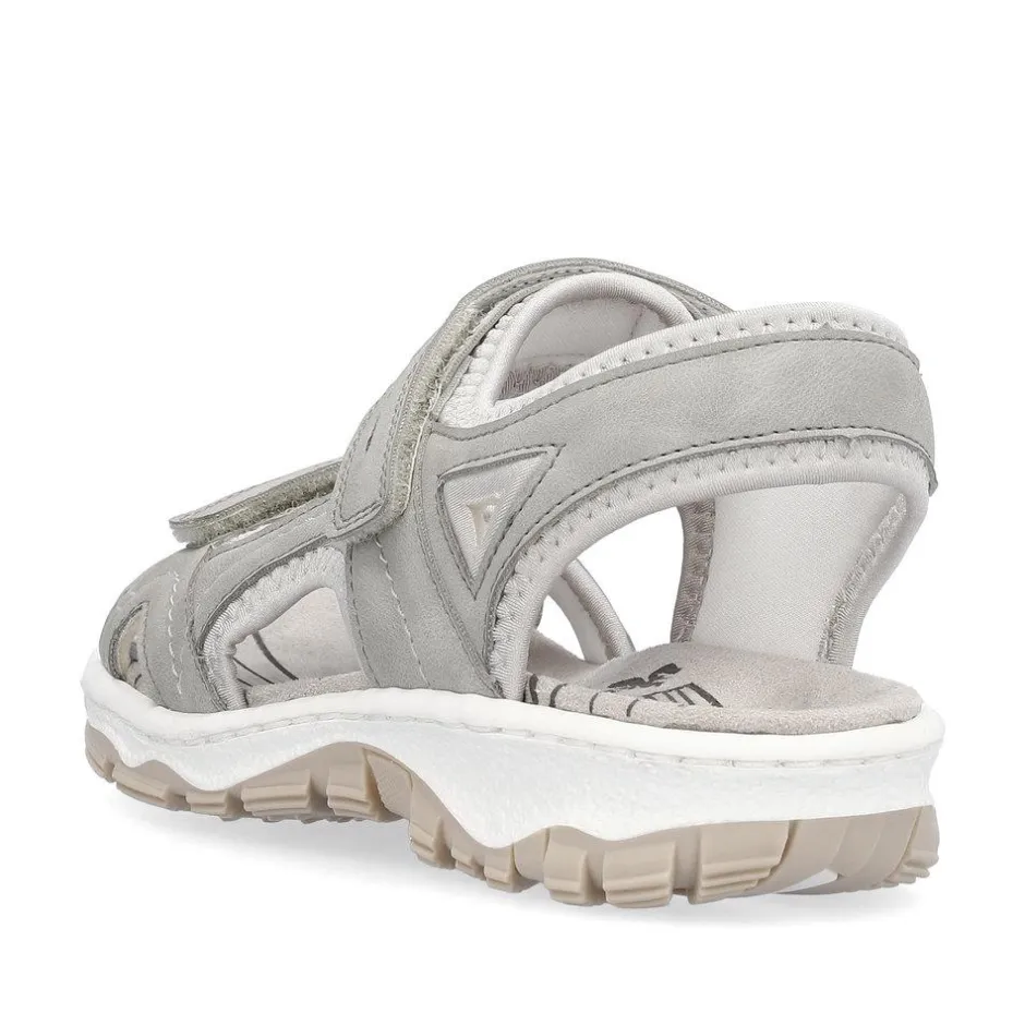 Women Rieker Comfort Sandal Velcro Strap - Grey