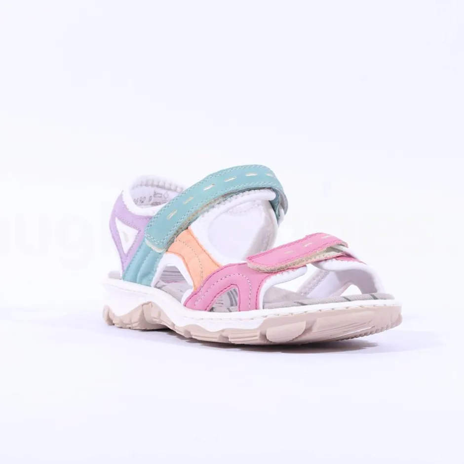 Women Rieker Comfort Sandal Velcro Strap - Multi