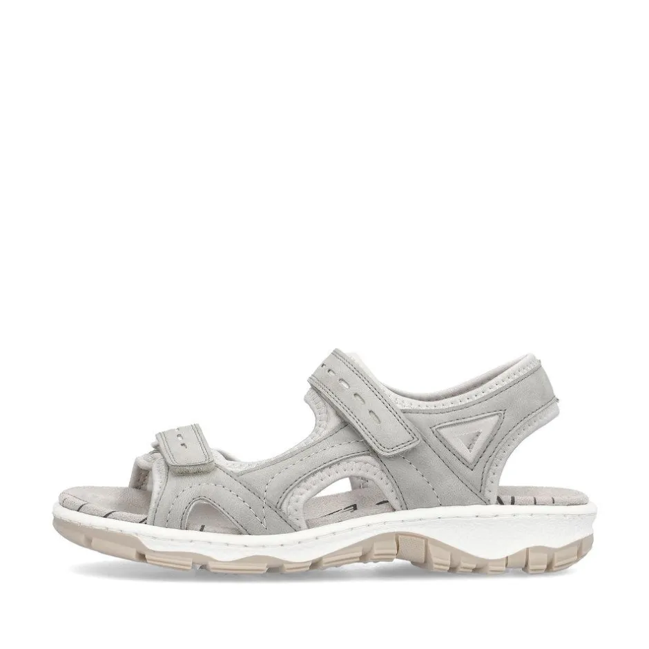 Women Rieker Comfort Sandal Velcro Strap - Grey