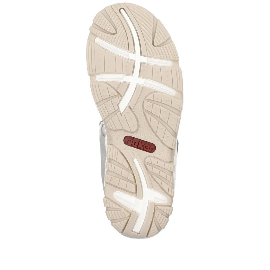 Women Rieker Comfort Sandal Velcro Strap - Grey
