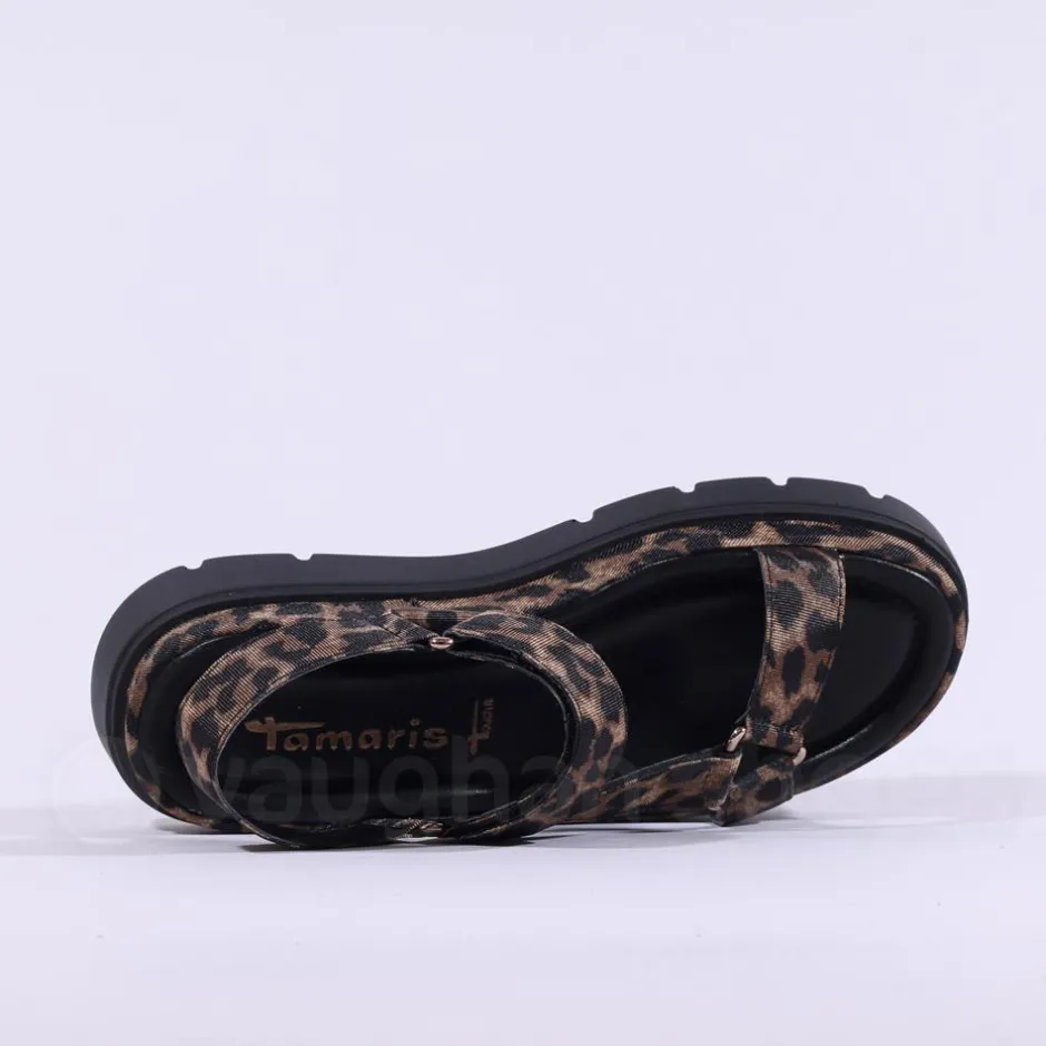 Women Tamaris Coneflower T Bar Platform Sandal - Leopard Print