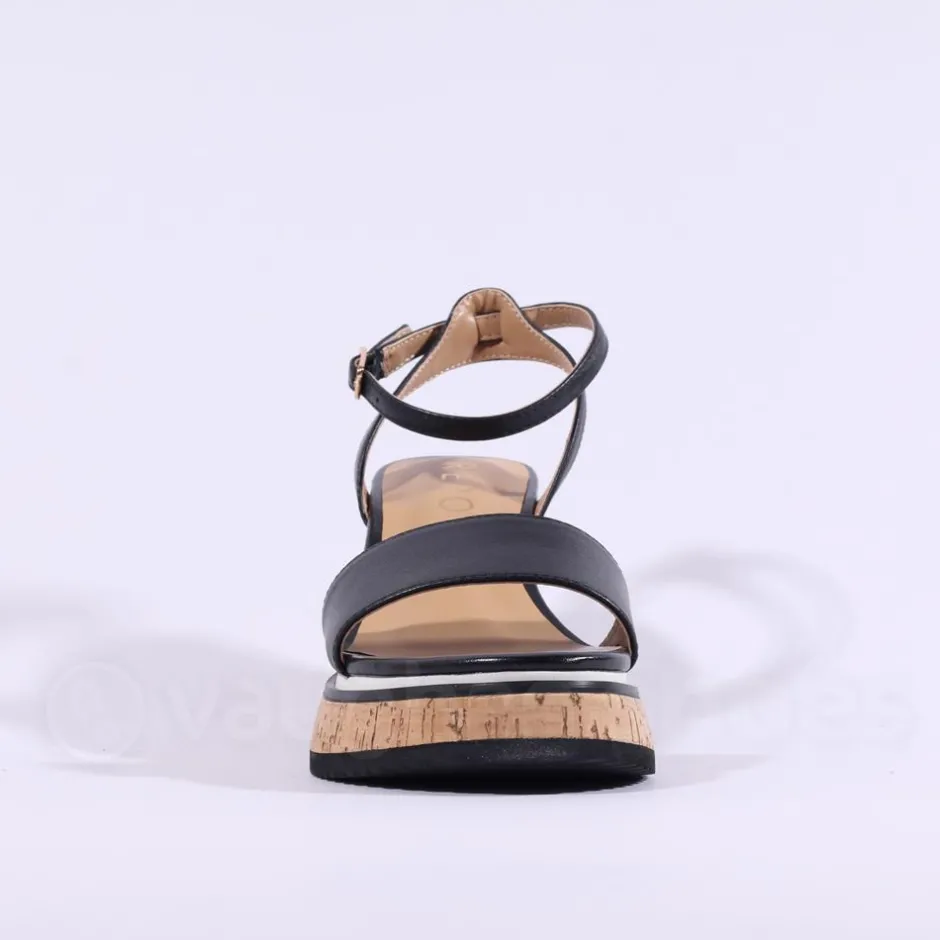 Women Repo Cork Platform Wedge Sandal - Black Combi