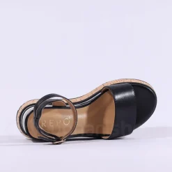 Women Repo Cork Platform Wedge Sandal - Black Combi