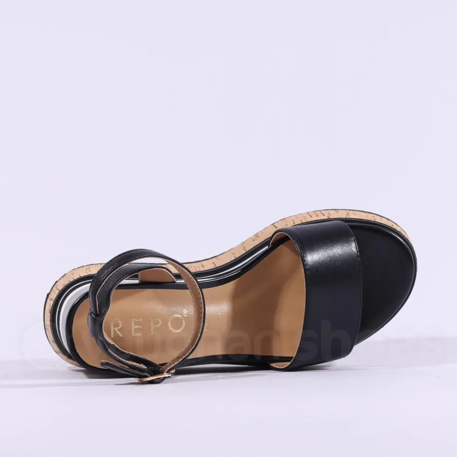 Women Repo Cork Platform Wedge Sandal - Black Combi