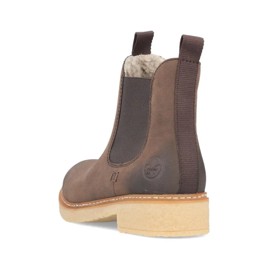 Women Rieker Crepe Sole Wool Lined Ankle Boot - Brown