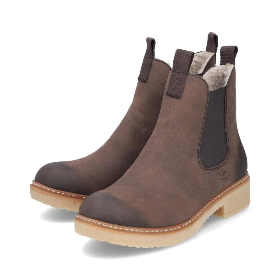 Women Rieker Crepe Sole Wool Lined Ankle Boot - Brown