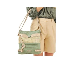 Rieker Crossbody Shimmer Bag - Green Gold Combi