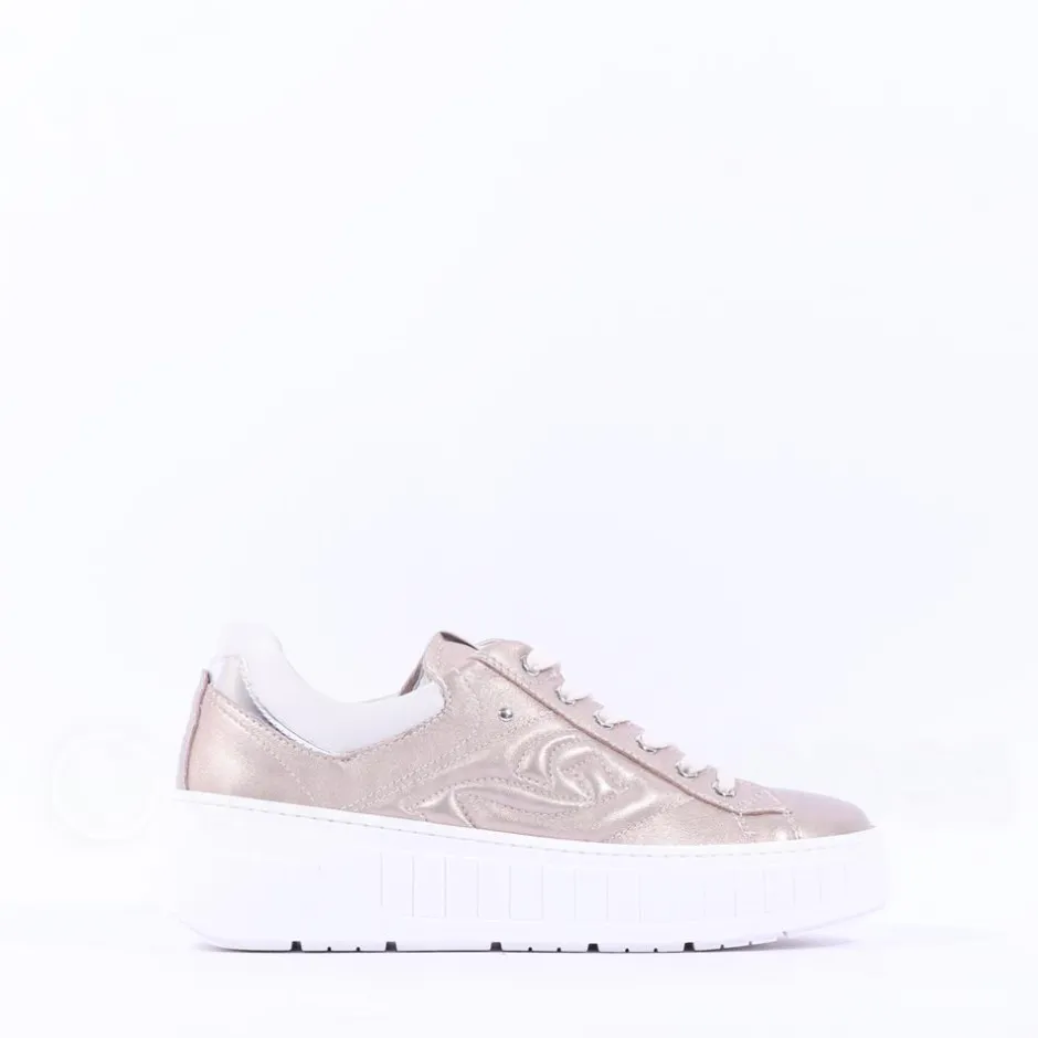 Women NeroGiardini Cuff Platform Trainer - Rose Metallic