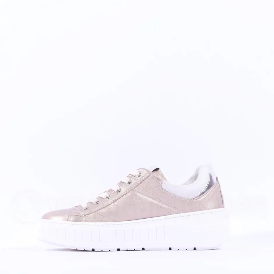 Women NeroGiardini Cuff Platform Trainer - Rose Metallic