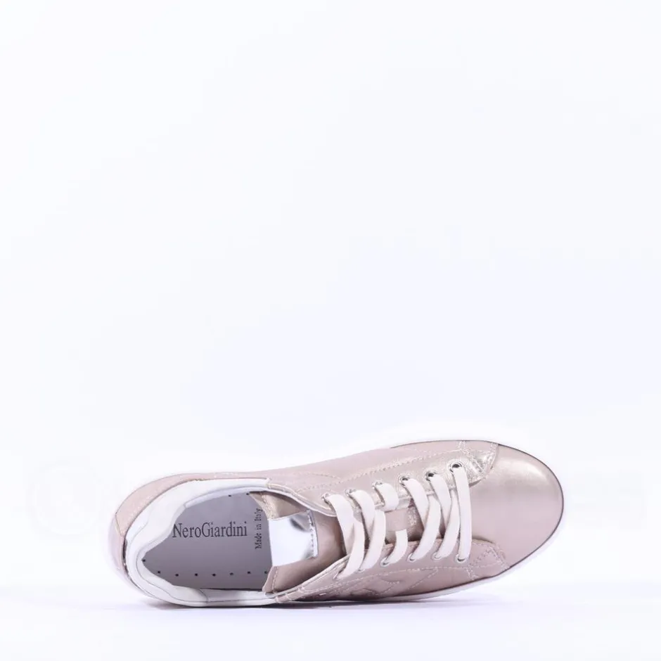 Women NeroGiardini Cuff Platform Trainer - Rose Metallic