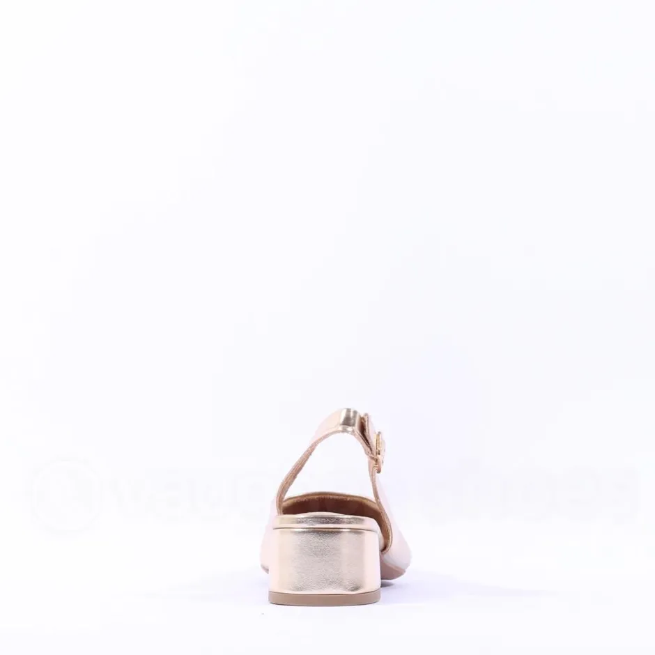 Women Tamaris Cupone Low Block Heel Slingback - Light Gold