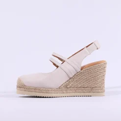 Women Unisa Cyntia Two Strap Espadrille Wedge - Ivory Leather