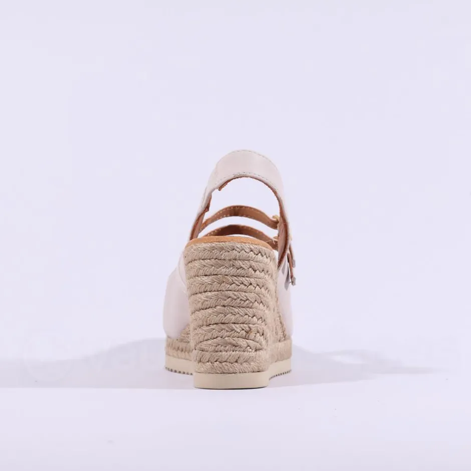 Women Unisa Cyntia Two Strap Espadrille Wedge - Ivory Leather