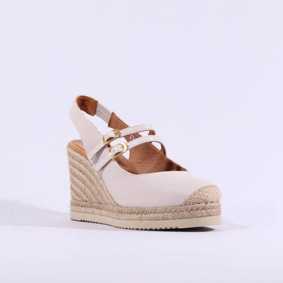 Women Unisa Cyntia Two Strap Espadrille Wedge - Ivory Leather