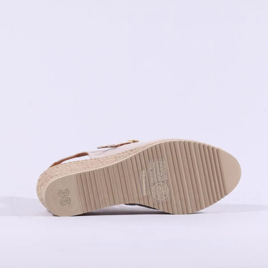 Women Unisa Cyntia Two Strap Espadrille Wedge - Ivory Leather