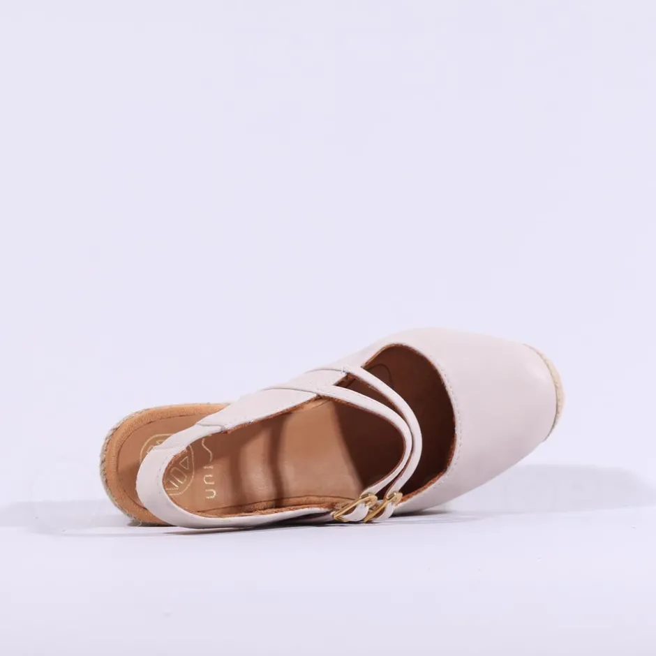 Women Unisa Cyntia Two Strap Espadrille Wedge - Ivory Leather