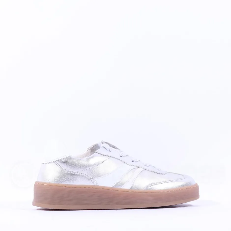 Women Gabor Dahma Gumsole Platform Trainer - Silver Combi