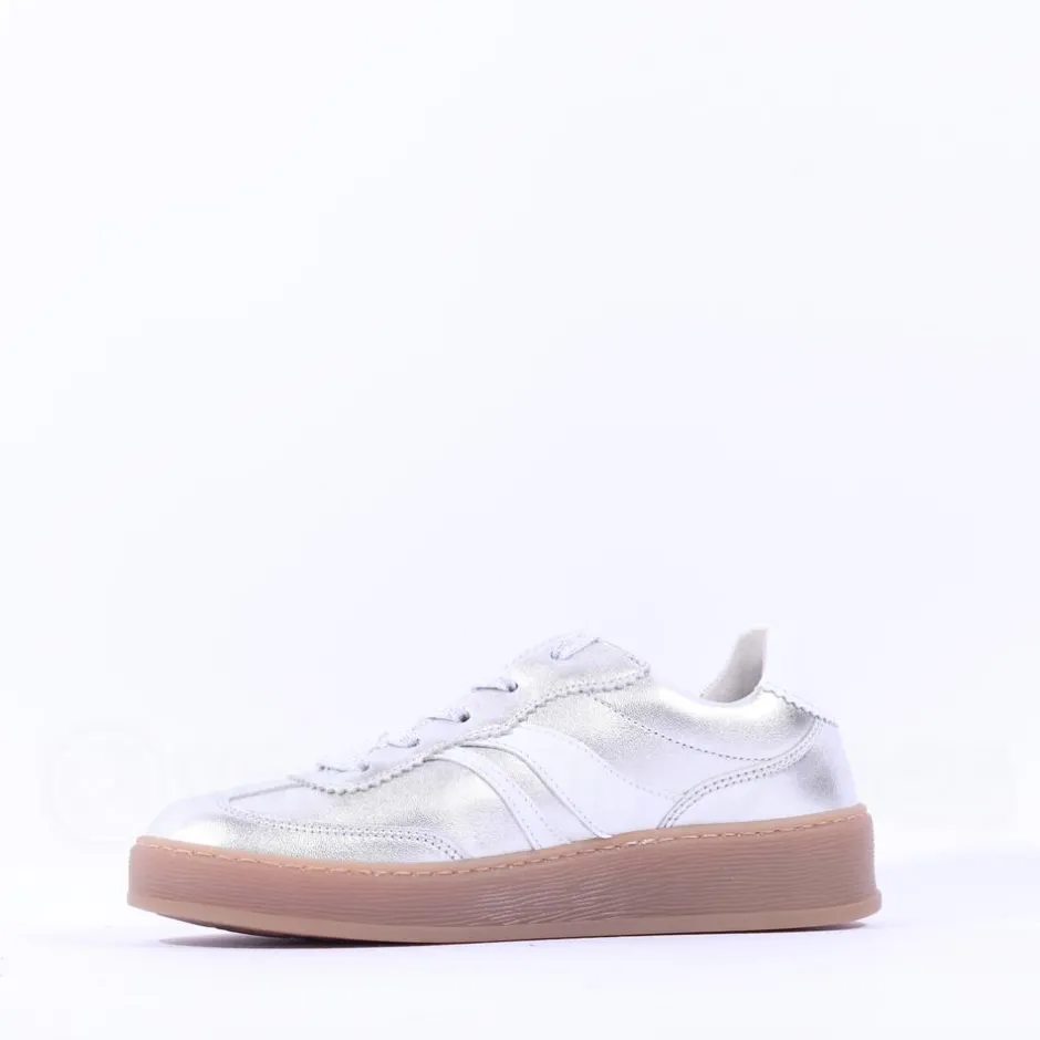 Women Gabor Dahma Gumsole Platform Trainer - Silver Combi