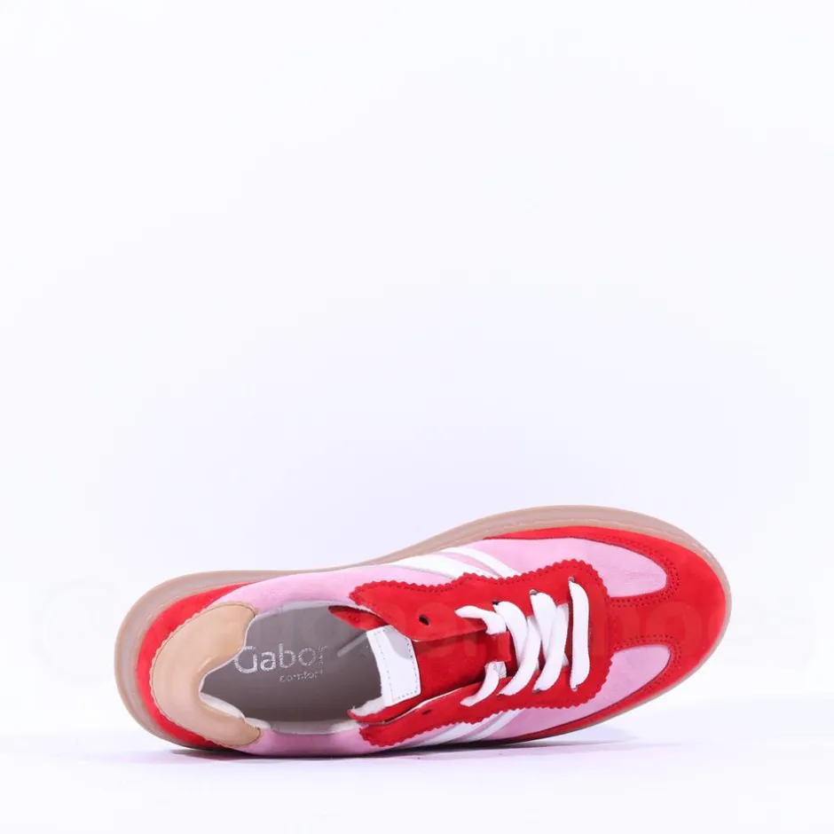 Women Gabor Dahma Gumsole Platform Trainer - Red Pink