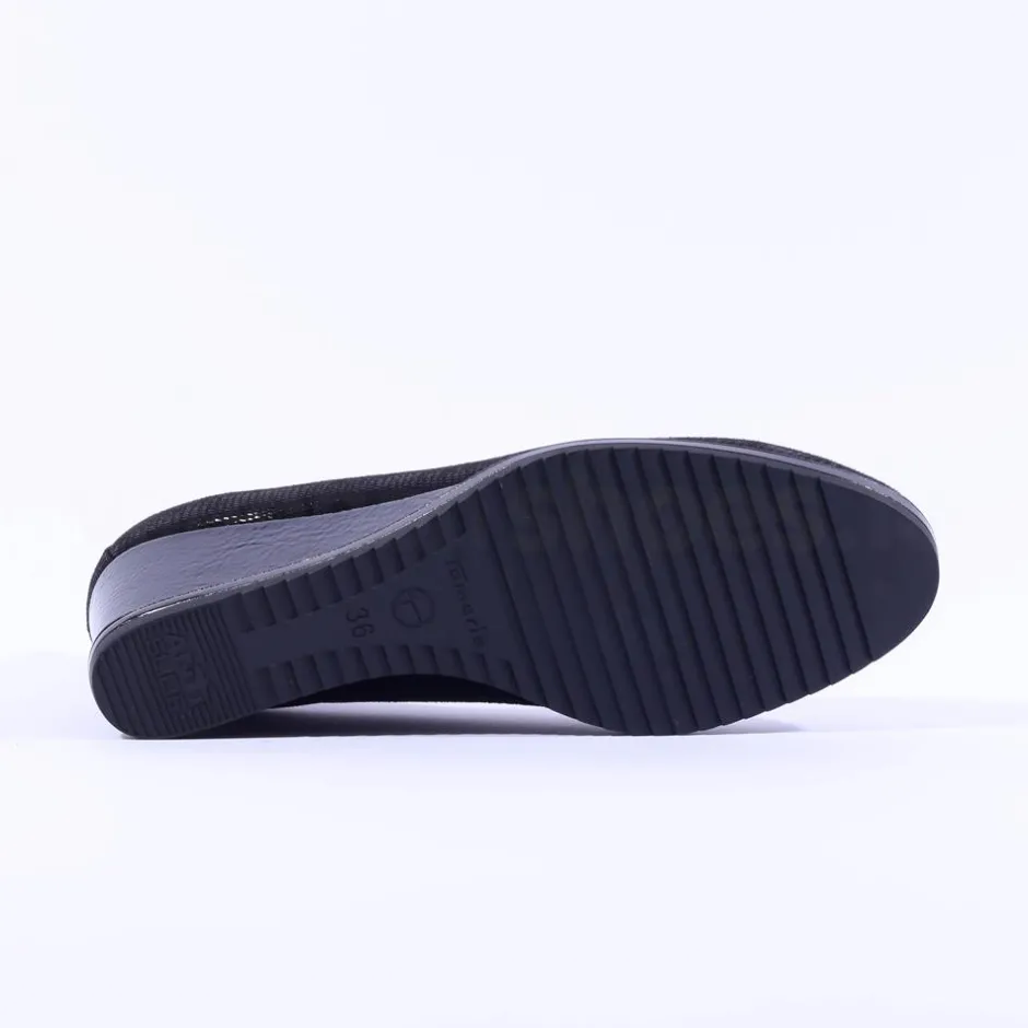 Women Tamaris Dajana Classic Wedge - Black Shimmer