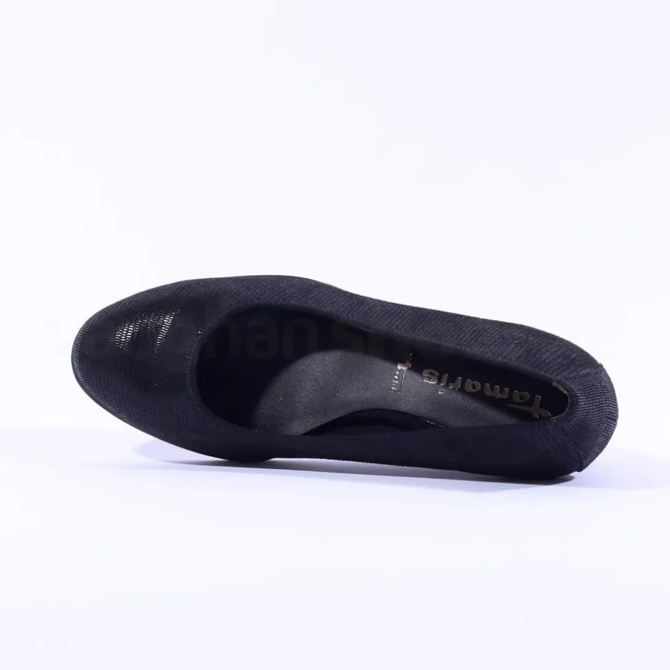 Women Tamaris Dajana Classic Wedge - Black Shimmer