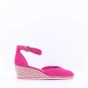 Women Tamaris Dajana Espradrille Wedge Sandal - Fuchsia Suede
