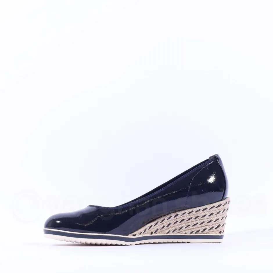 Women Tamaris Dajana Espradrille Wedge - Navy Patent
