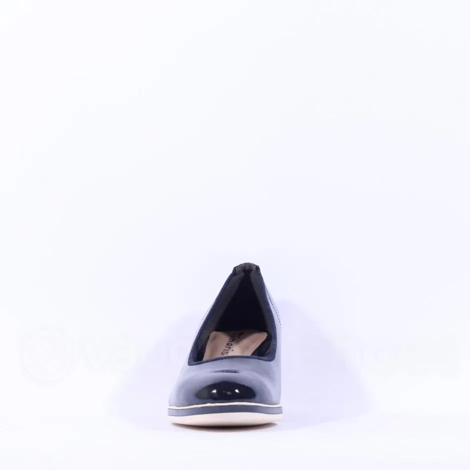Women Tamaris Dajana Espradrille Wedge - Navy Patent