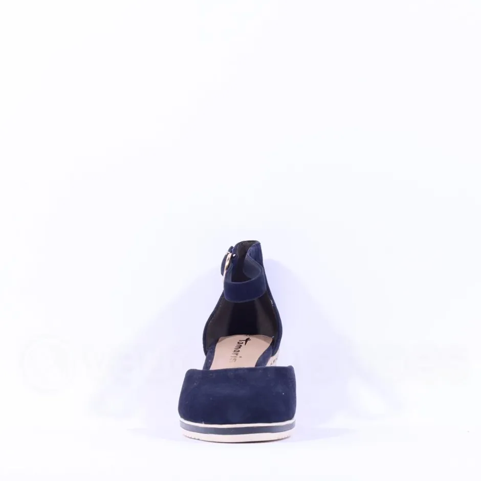 Women Tamaris Dajana Espradrille Wedge Sandal - Navy Suede