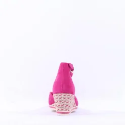 Women Tamaris Dajana Espradrille Wedge Sandal - Fuchsia Suede