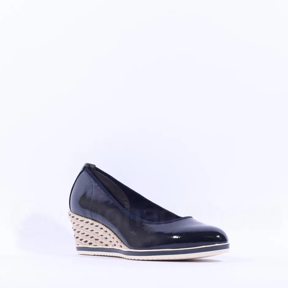 Women Tamaris Dajana Espradrille Wedge - Navy Patent