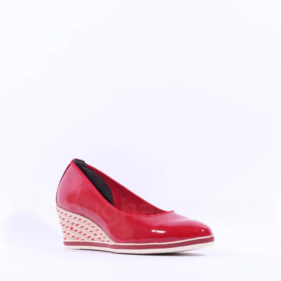 Women Tamaris Dajana Espradrille Wedge - Red Patent