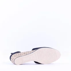 Women Tamaris Dajana Espradrille Wedge Sandal - Navy Suede