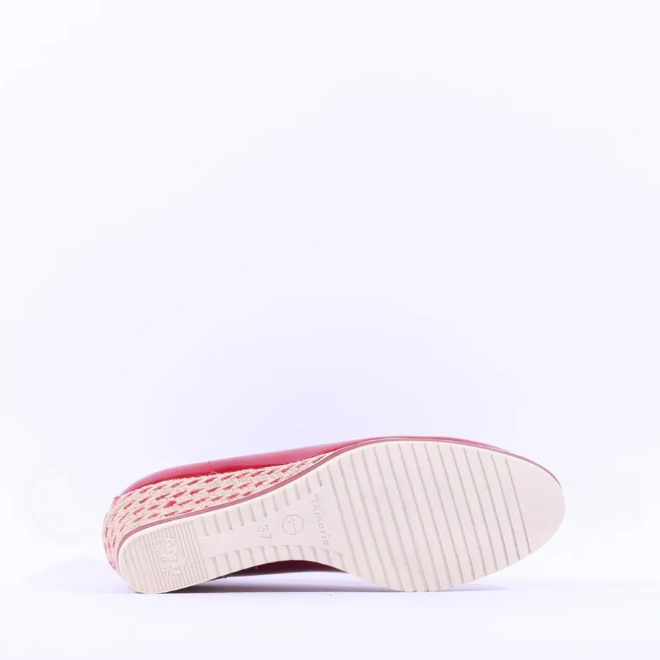 Women Tamaris Dajana Espradrille Wedge - Red Patent
