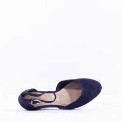 Women Tamaris Dajana Espradrille Wedge Sandal - Navy Suede