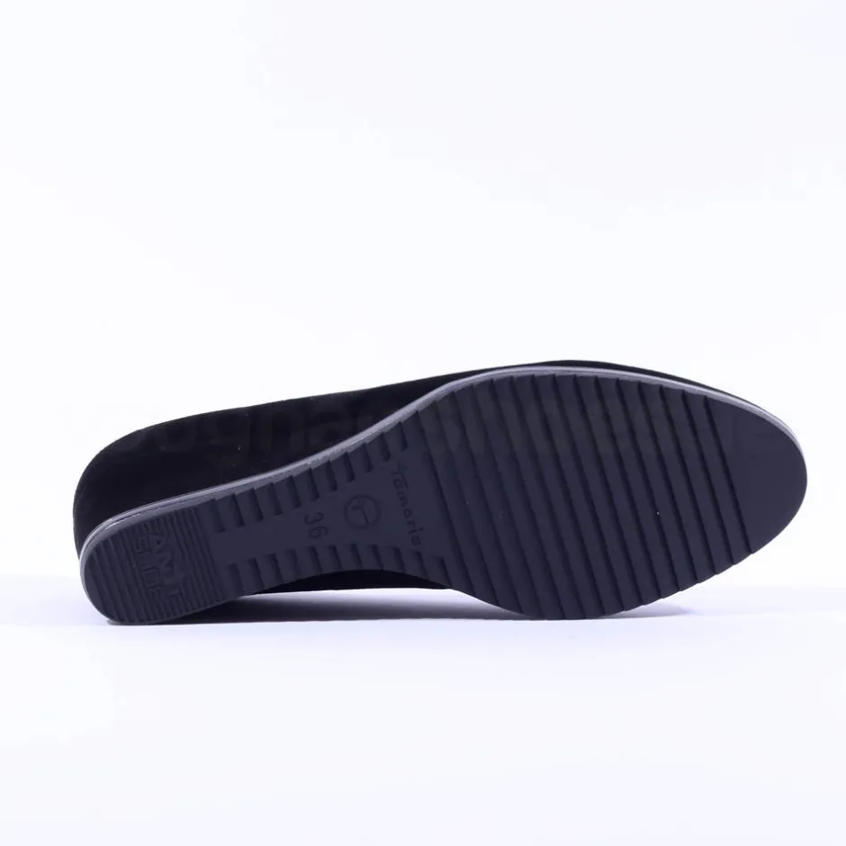 Women Tamaris Dajana Suede Wedge - Black Suede