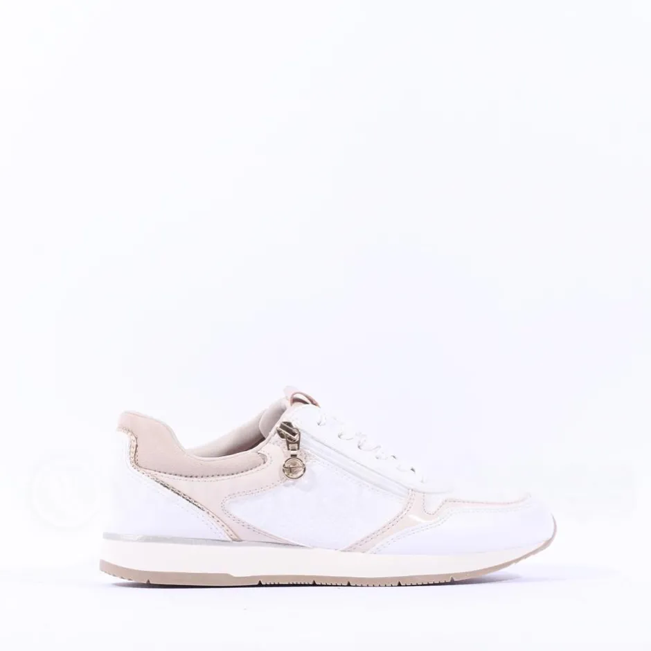 Women Tamaris Daki Side Zip Lace Trainer - Off White Combi