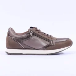 Women Tamaris Daki Side Zip Lace Trainer - Taupe Combi