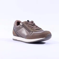 Women Tamaris Daki Side Zip Lace Trainer - Taupe Combi