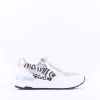 Women Marco Tozzi Damen Side Zip Wedge Trainer - White Print Combi