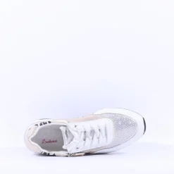 Women Marco Tozzi Damen Side Zip Wedge Trainer - White Print Combi