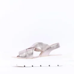 Women Gabor Daphne Chunky Sole Sandal - Metallic Leather