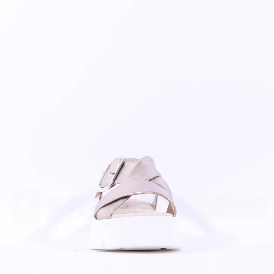 Women Gabor Daphne Chunky Sole Sandal - Metallic Leather