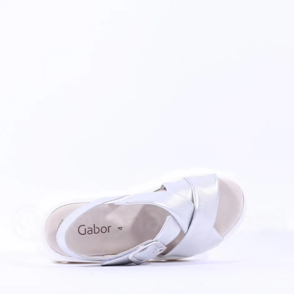 Women Gabor Daphne Chunky Sole Sandal - Silver Leather