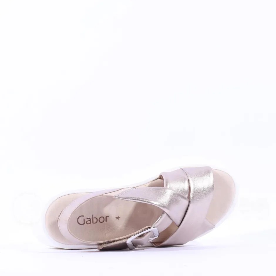 Women Gabor Daphne Chunky Sole Sandal - Metallic Leather