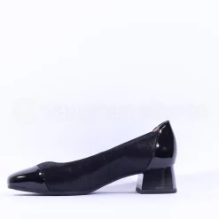 Women Caprice Daria Block Heel Toe Cap Pump - Black Combi