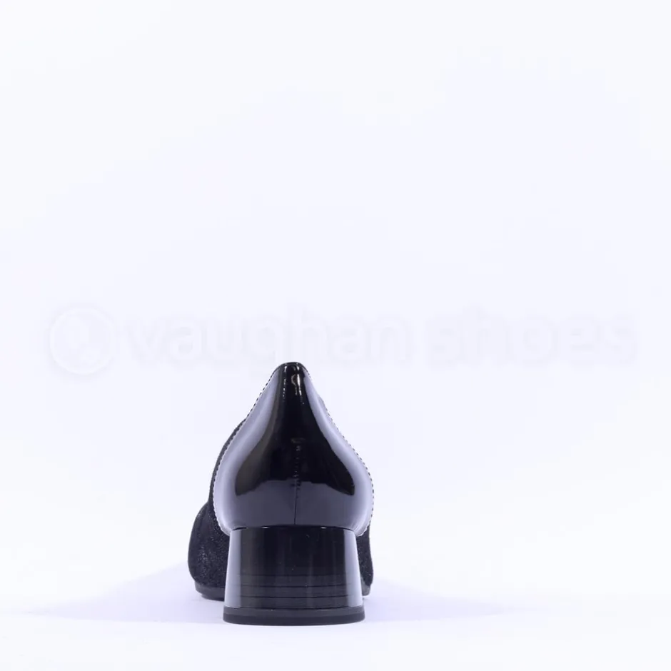 Women Caprice Daria Block Heel Toe Cap Pump - Black Combi