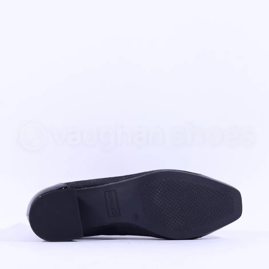 Women Caprice Daria Block Heel Toe Cap Pump - Black Combi