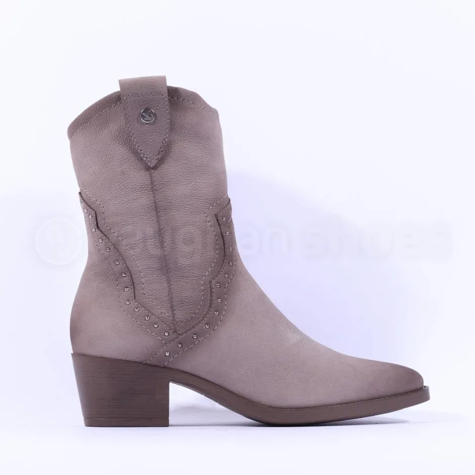 Women Caprice Daytona Western Stud Boot - Taupe Nubuck